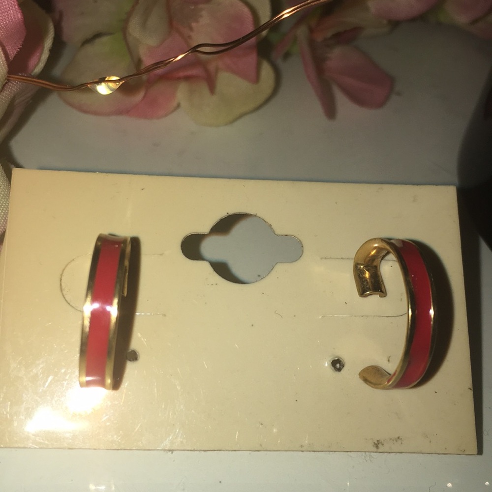 Women’s Red and Gold enamel earrings